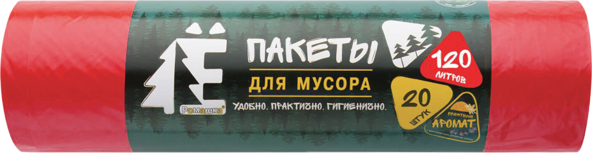 Пакеты для мусора Ромашка ЕЛР-ВР-120К / 702972 (20шт, 120л, красный)