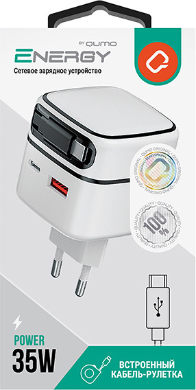 Зарядное устройство сетевое Qumo Energy PD 35Вт / Q54636 (белый) — фото 3