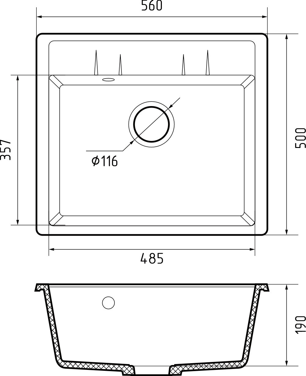 Мойка кухонная Maroni Extra MA-560EX 56x50 (графит) — фото 2