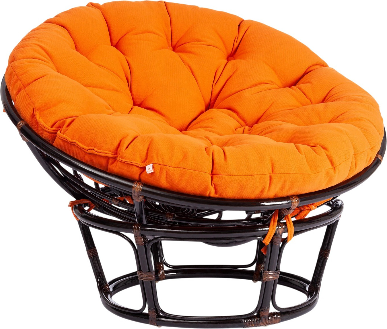 Кресло садовое Tetchair Papasan 23/01 W с подушкой (античный черно-коричневый/оранжевый)