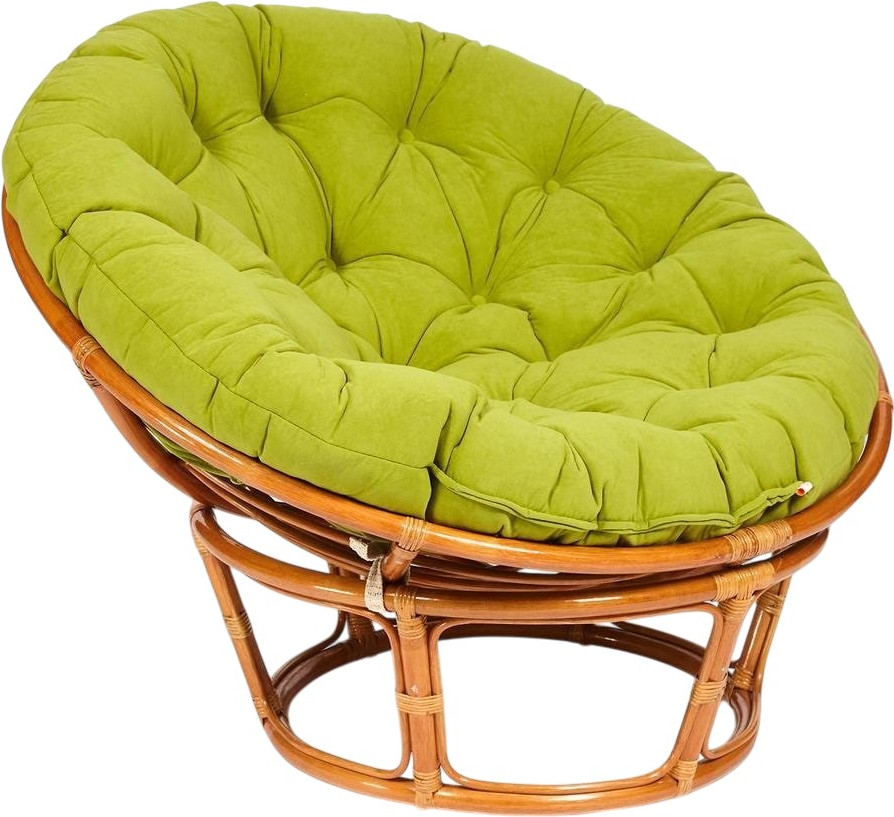 Кресло садовое Tetchair Papasan 23/01 W с подушкой 125 (коньячный/флок олива 23)