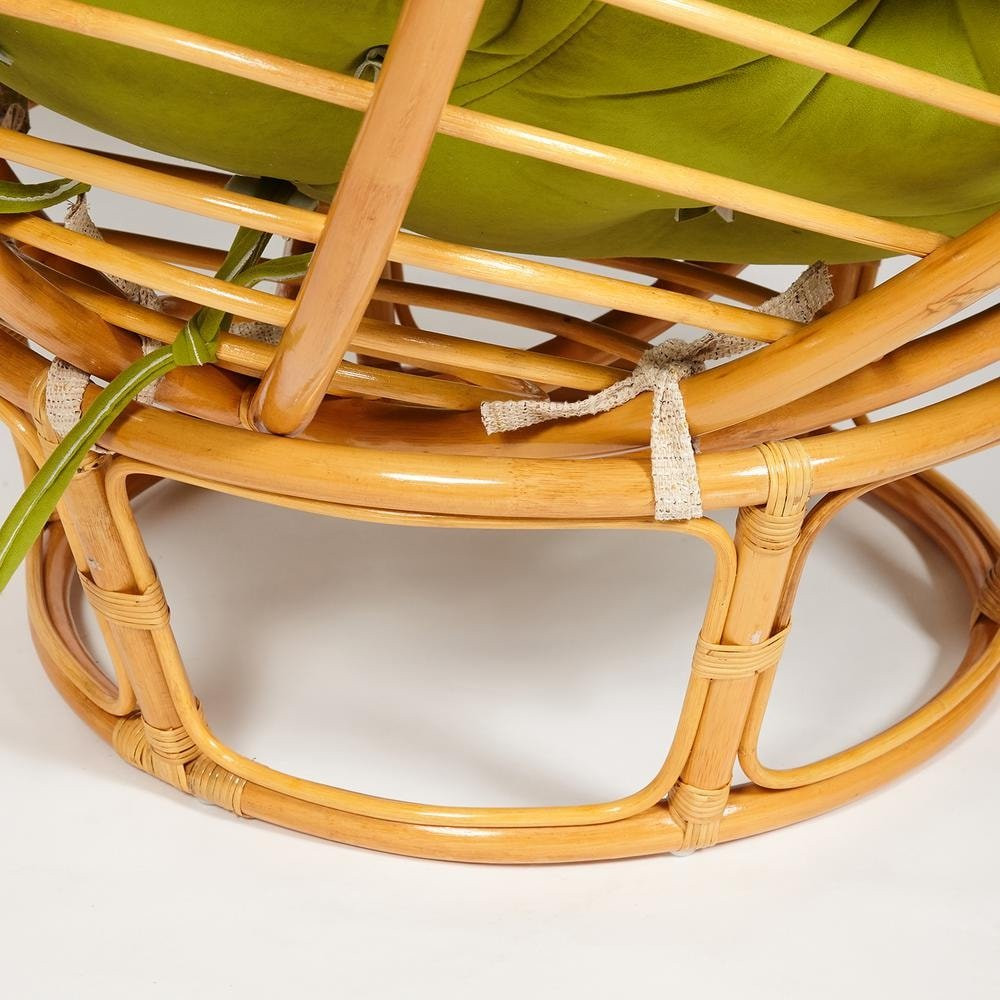 Кресло садовое Tetchair Papasan 23/01 W с подушкой 125 (медовый/флок олива 23) — фото 6