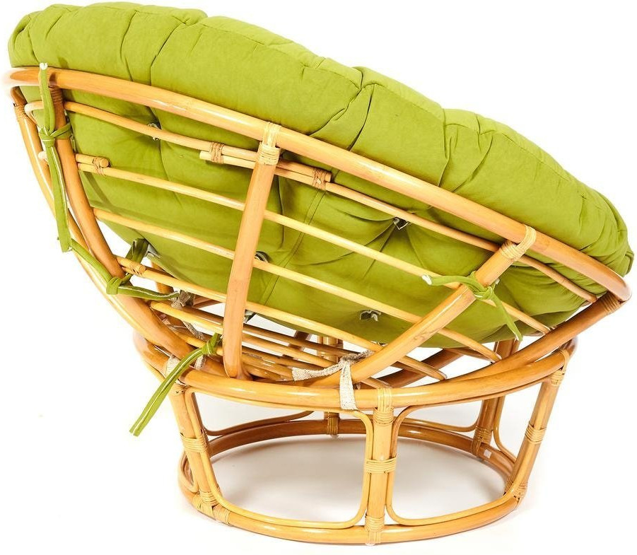 Кресло садовое Tetchair Papasan 23/01 W с подушкой 125 (медовый/флок олива 23) — фото 2