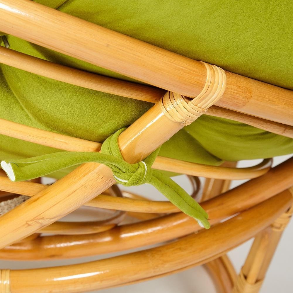 Кресло садовое Tetchair Papasan 23/01 W с подушкой 125 (медовый/флок олива 23) — фото 3