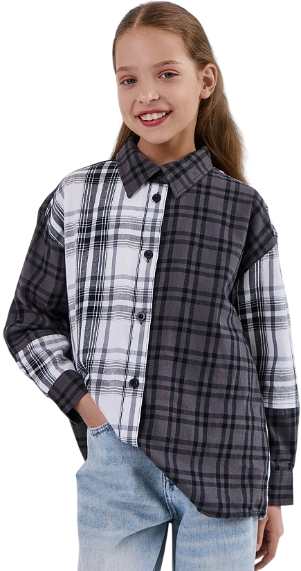 Рубашка детская Mark Formelle 127998 (р.164-84, черная клетка)