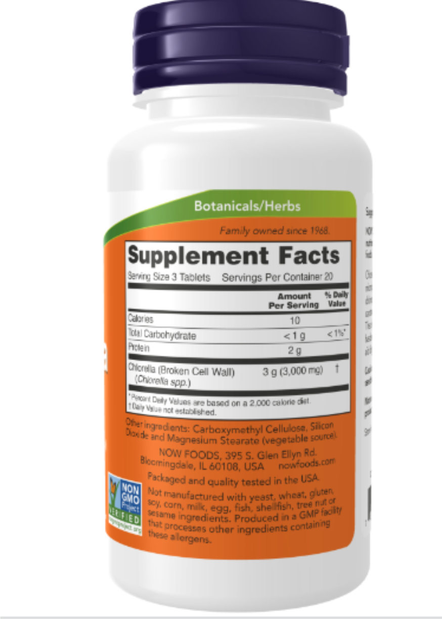 Пищевая добавка NOW Chlorella 1000mg (60 таблеток) — фото 3