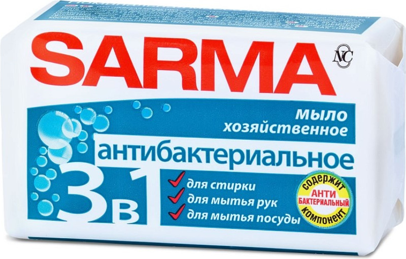 Мыло хозяйственное Sarma антибактериальное (140г) — фото 2