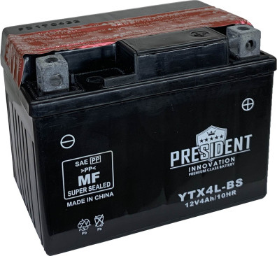Мотоаккумулятор President Auto (0) 60A / YTX4L-BS (4 А/ч)