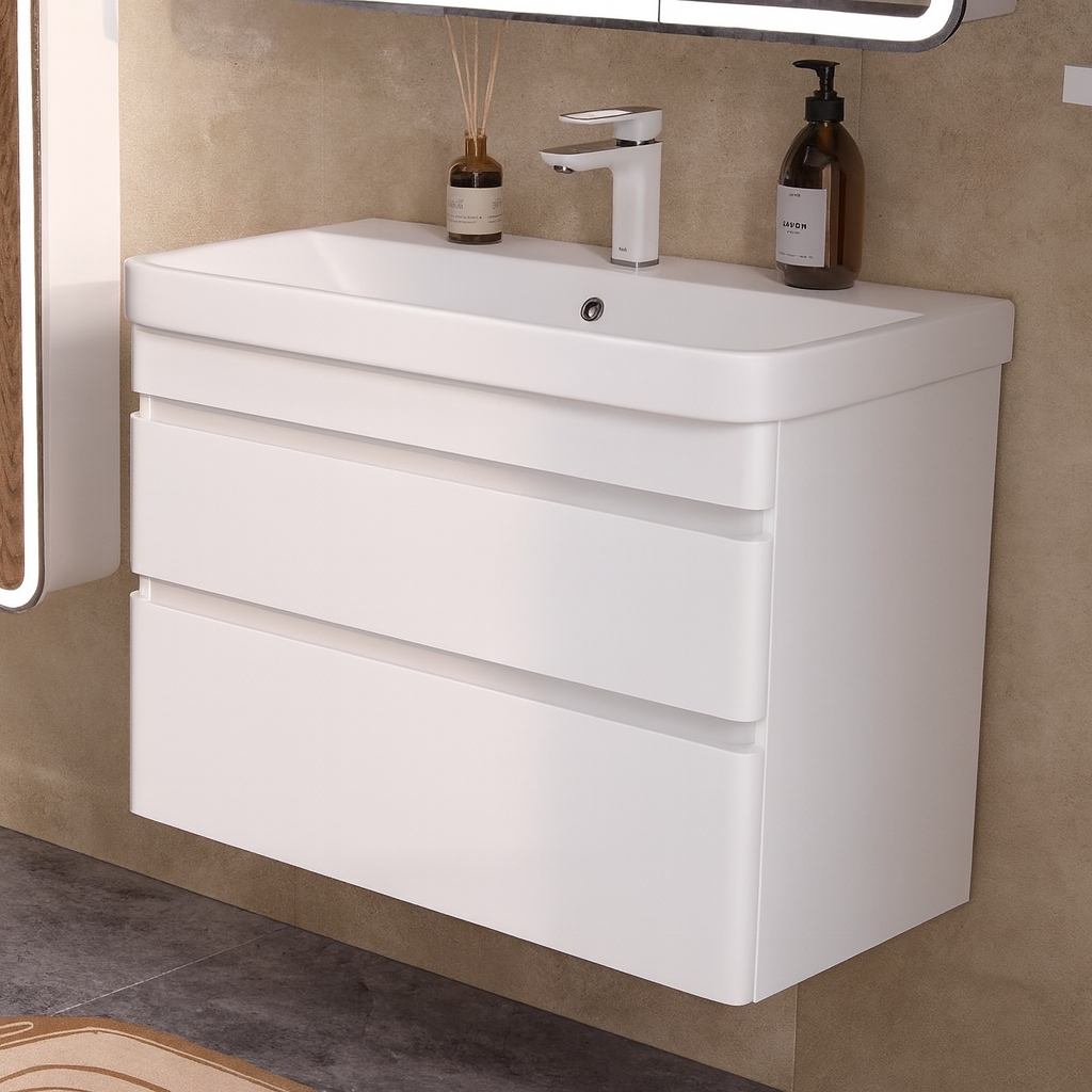 Тумба с умывальником EQUIL Eltoro White 70.2Y 9595 + Volna Найс 70 (подвесная) — фото 3