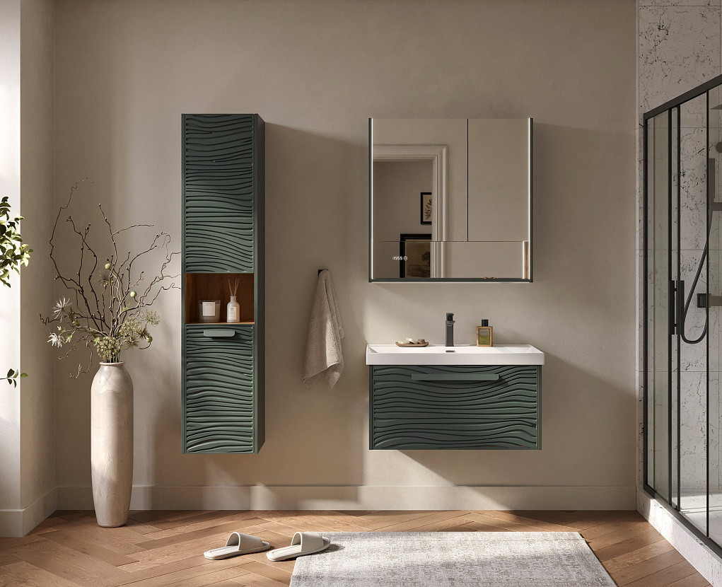 Тумба с умывальником EQUIL Gleam 80.1Y / tpGLEAM80.1Y-34 + Volna Prime 80 (подвесная) — фото 2