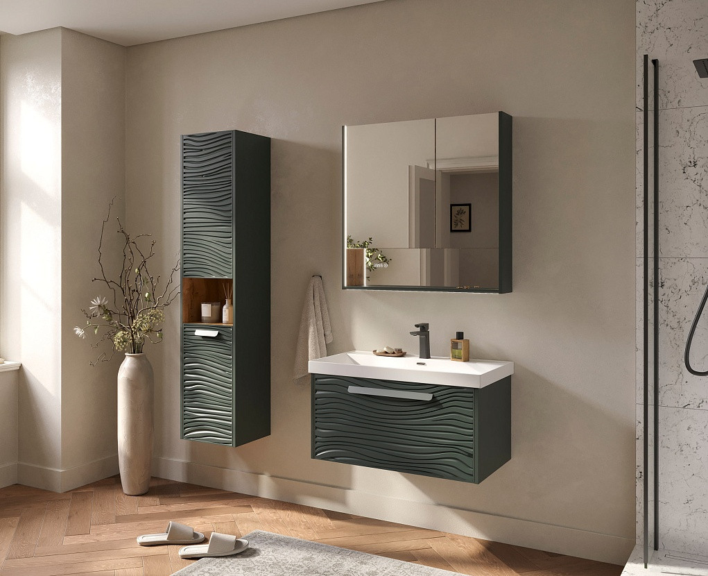 Тумба с умывальником EQUIL Gleam 80.1Y / tpGLEAM80.1Y-34 + Volna Prime 80 (подвесная) — фото 3