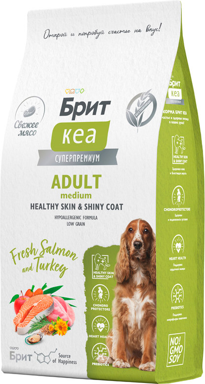 Сухой корм для собак Брит Кеа Dog Adult Medium Healthy Skin Shiny Coat / 6010179 (12кг) — фото 2