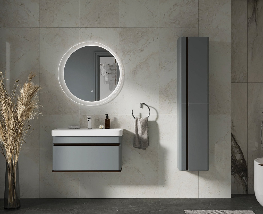 Тумба с умывальником EQUIL Elegante 80.1Y 9595 + Volna Найс 80 (мэйджик/дуб голиано, подвесная) — фото 4