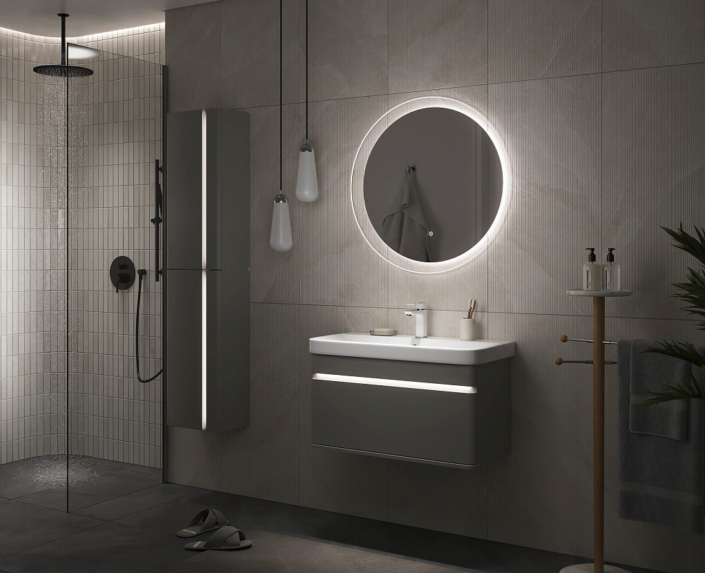 Тумба с умывальником EQUIL Elegante 80.1Y + Volna Найс 80 (амарок/белый) — фото 4