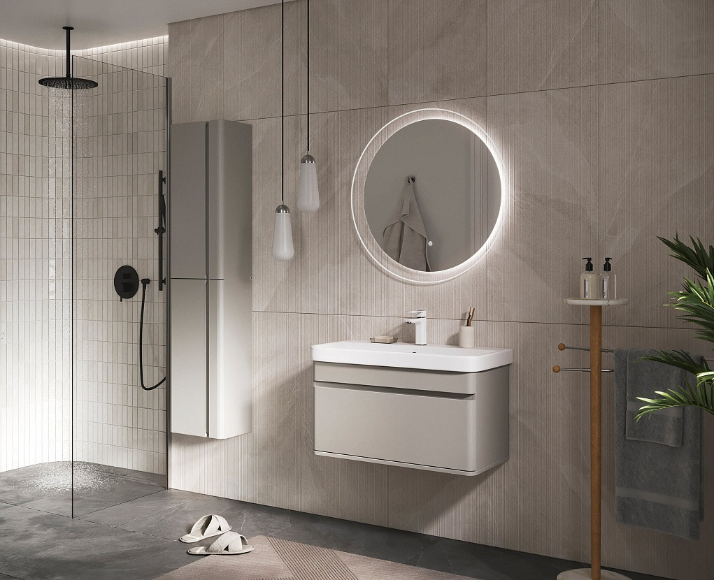 Тумба с умывальником EQUIL Elegante 80.1Y + Volna Найс 80 (амарок/белый) — фото 3