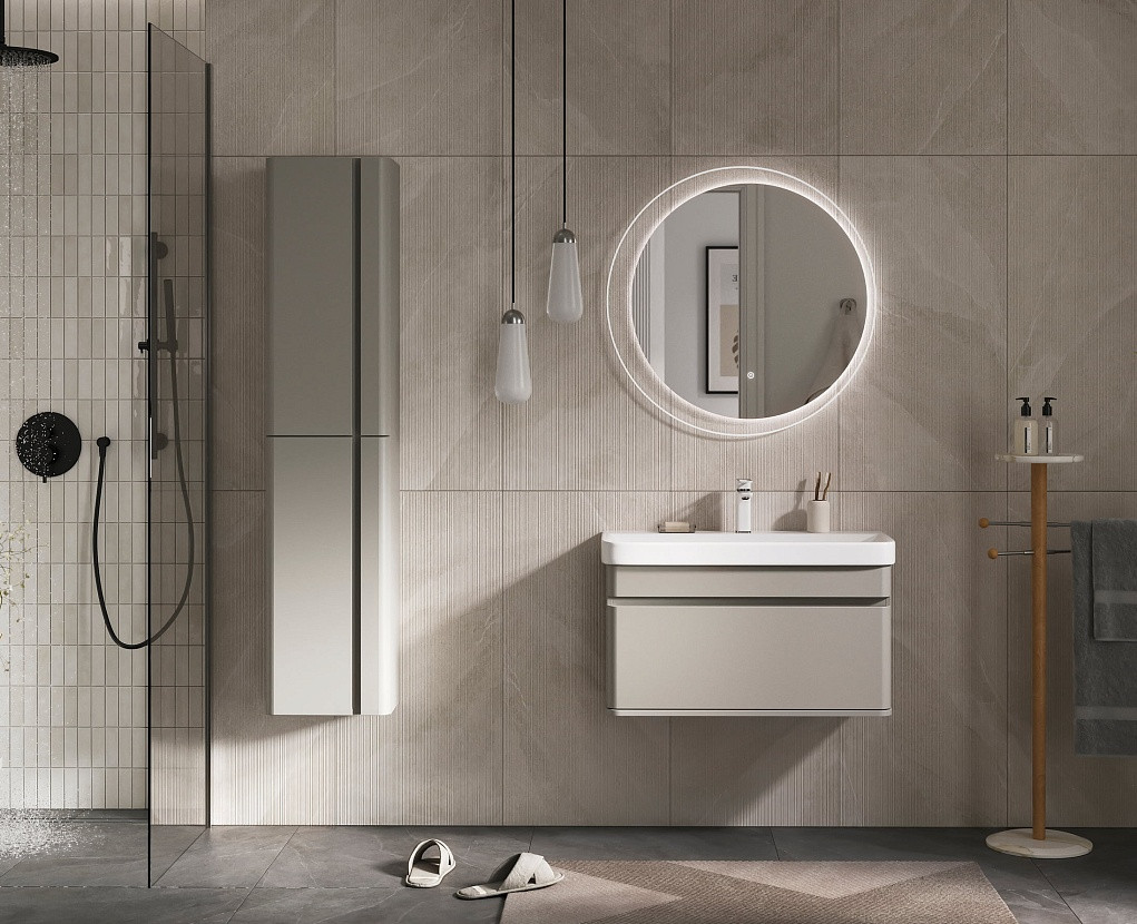 Тумба с умывальником EQUIL Elegante 80.1Y + Volna Найс 80 (амарок/белый) — фото 2