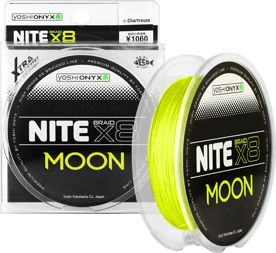 Леска плетеная Yoshi Onyx NITE Moon х8 Chartreuse 0.8 0.15мм / 154649 (135м)