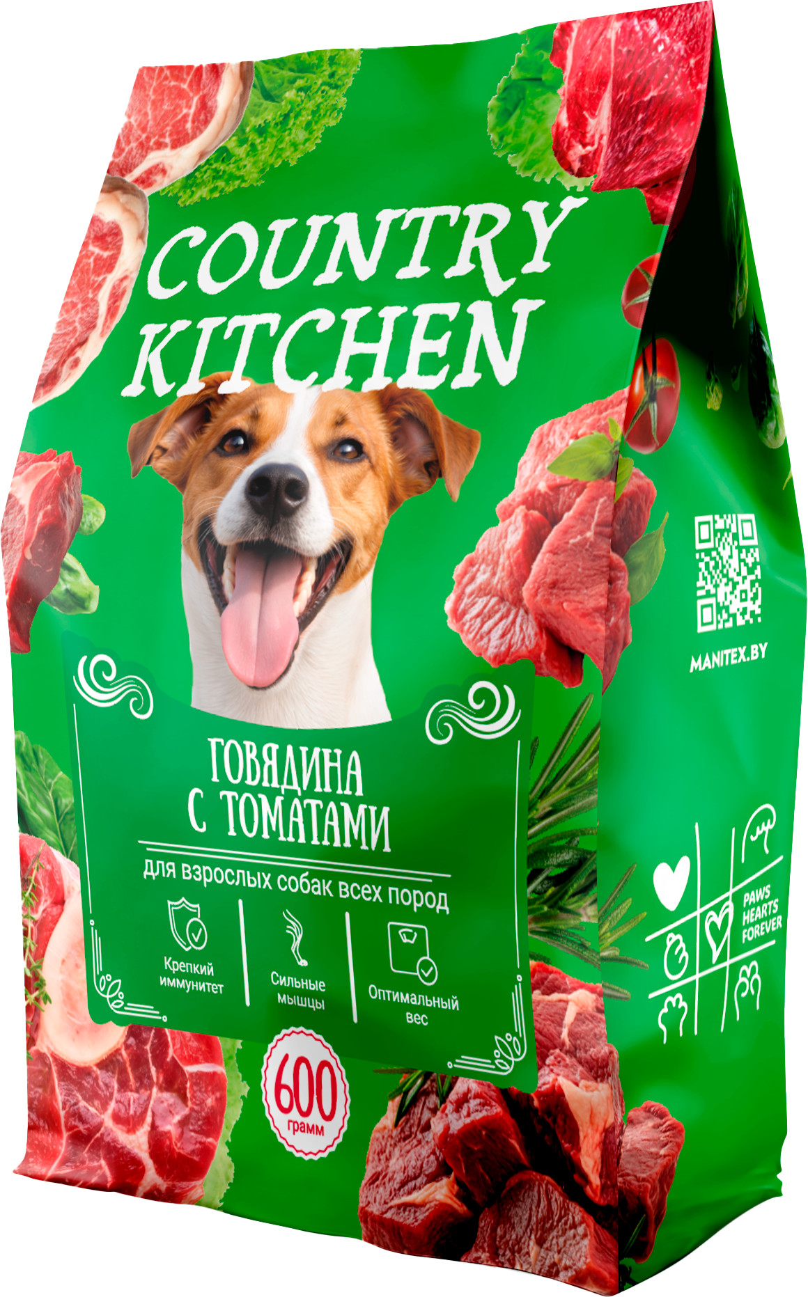 Сухой корм для собак Manitex Country Kitchen Для всех пород Говядина с томатами (600г)