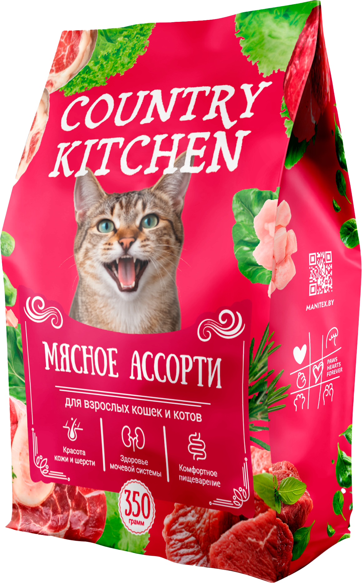 Сухой корм для кошек Manitex Country Kitchen Для взрослых Мясное ассорти (350г)