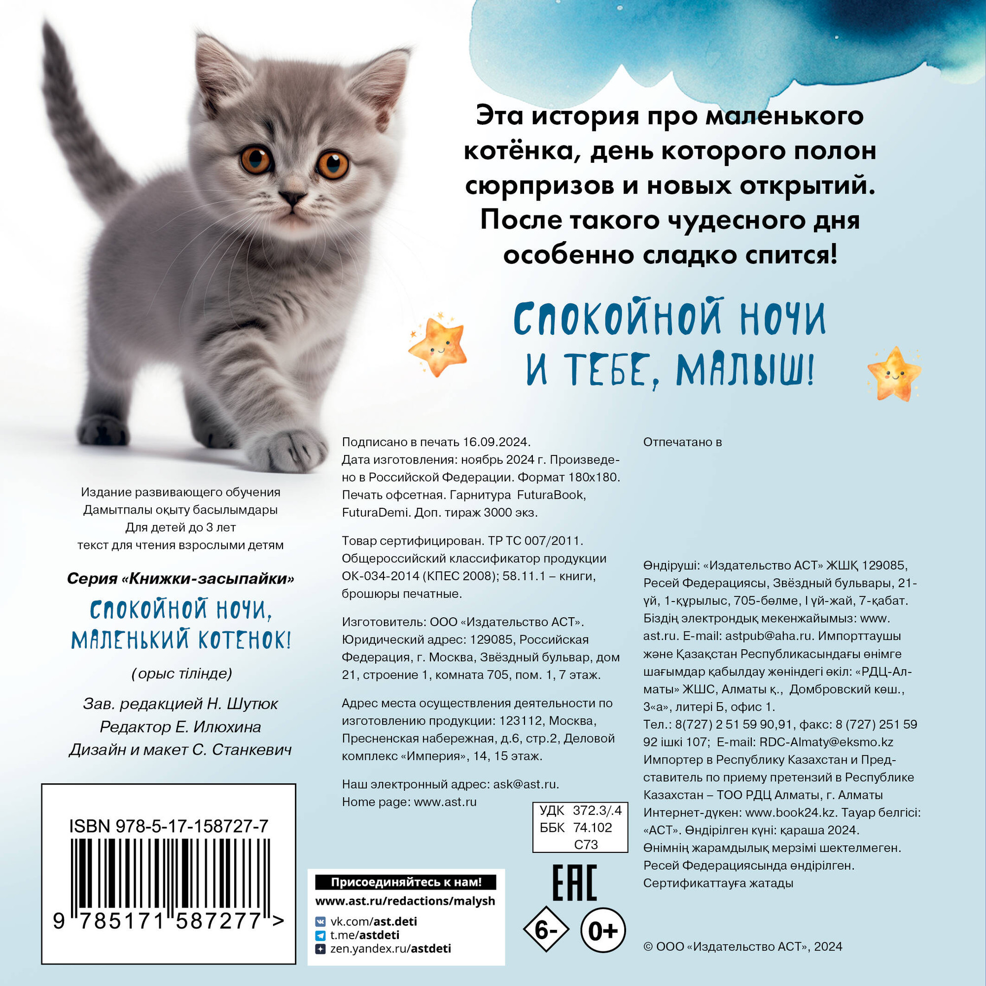Художественная книга АСТ Спокойной ночи, маленький котенок! (9785171587277) — фото 5