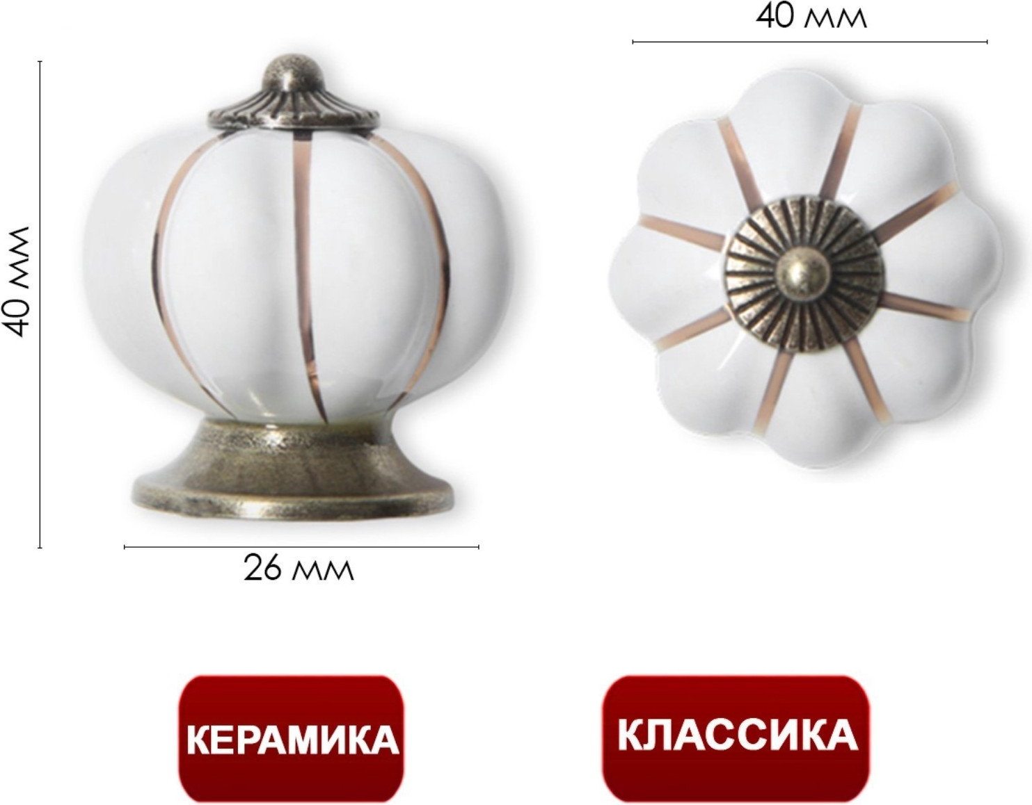 Ручка для мебели Tundra Peony Ceramics 001 / 2768097 (белый) — фото 2