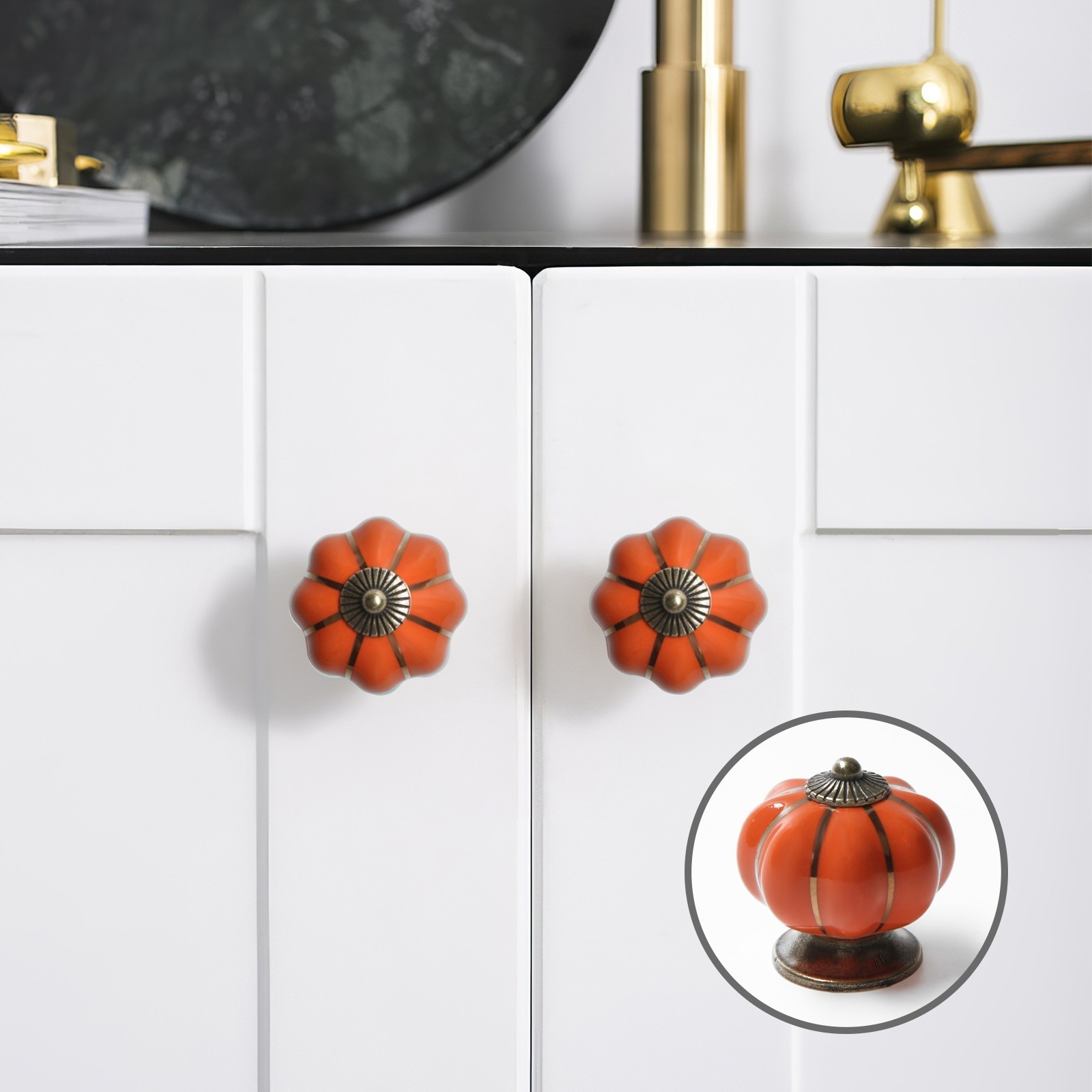 Ручка для мебели Tundra Peony Ceramics 001 / 2768102 (оранжевый) — фото 2