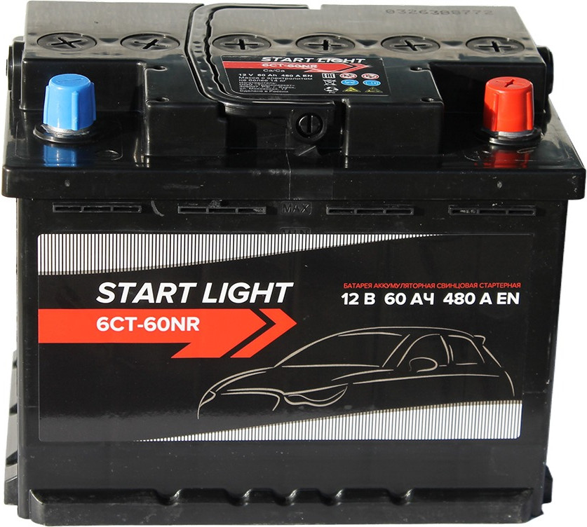 Автомобильный аккумулятор Курский Аккумулятор Start Light 6СТ-60 NR Euro R 480А / СЗ000133 (60 А/ч) — фото 2
