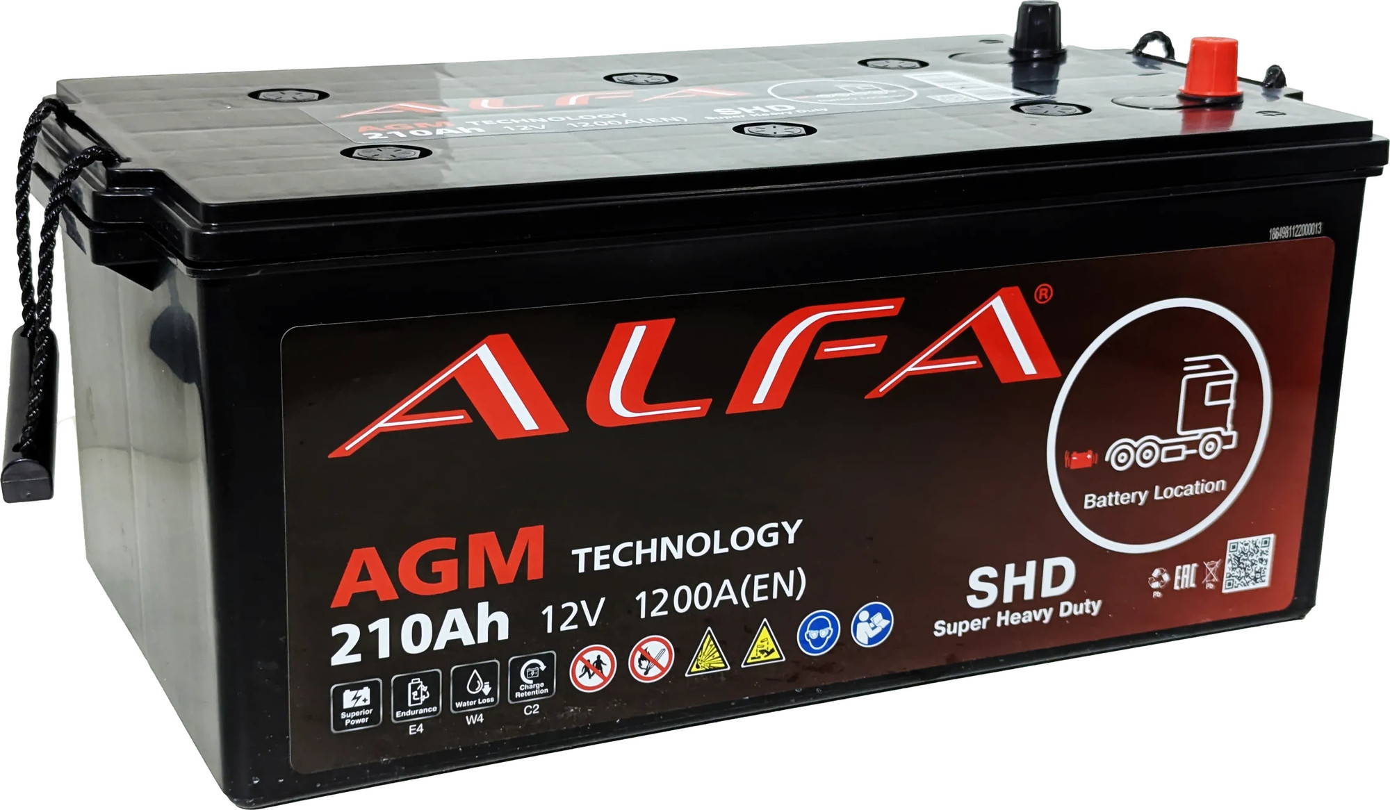 Автомобильный аккумулятор ALFA battery AGM Евро 1200A / LDC12-220 (210 А/ч) — фото 2