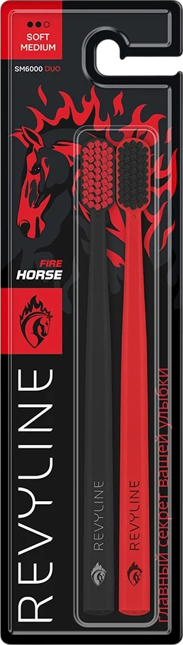 Набор зубных щеток Revyline SM6000 Smart Duo Fire Horse / 9274 (черный/красный)