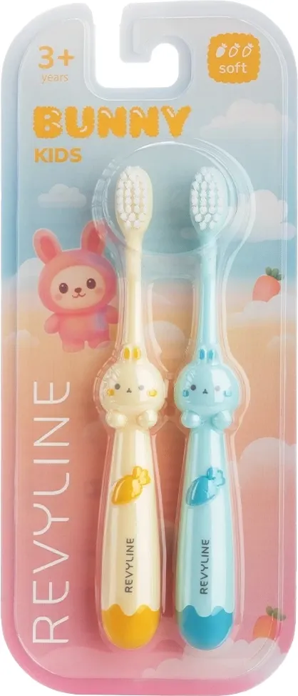 Набор зубных щеток Revyline Bunny Duo Kids 3+ / 9225 (желтый/голубой)