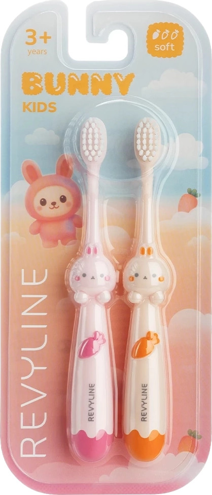 Набор зубных щеток Revyline Bunny Duo Kids 3+ / 9226 (розовый/оранжевый)