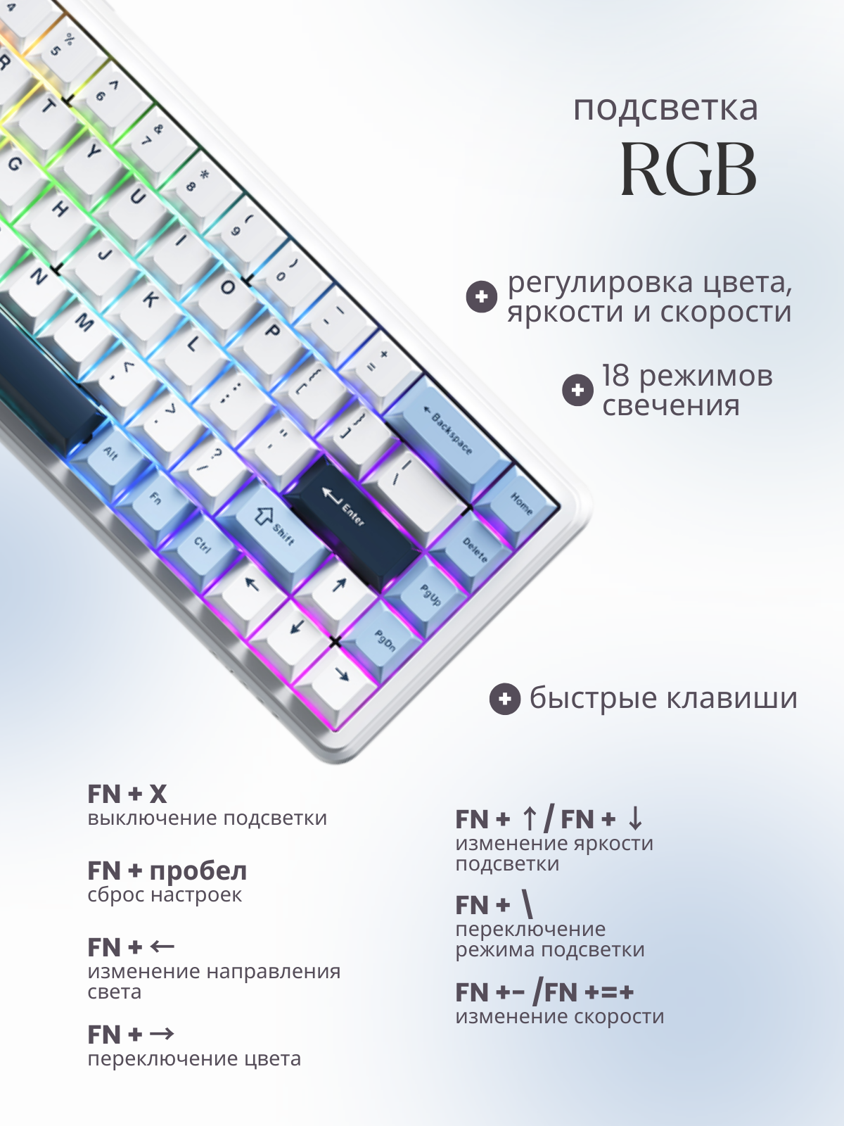 Клавиатура Ajazz AK680 MAX (8+1K) Magnetic Switch (белый/голубой/синий) — фото 3