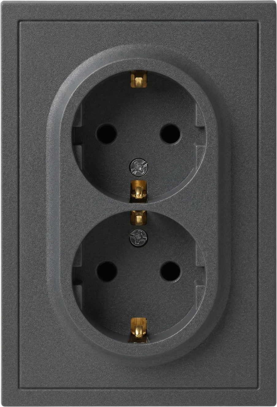 Розетка ЭРА Galaxy 15-2104-06 2X2P+E Schuko 16А-250В IP20 / Б0070687 (графит)