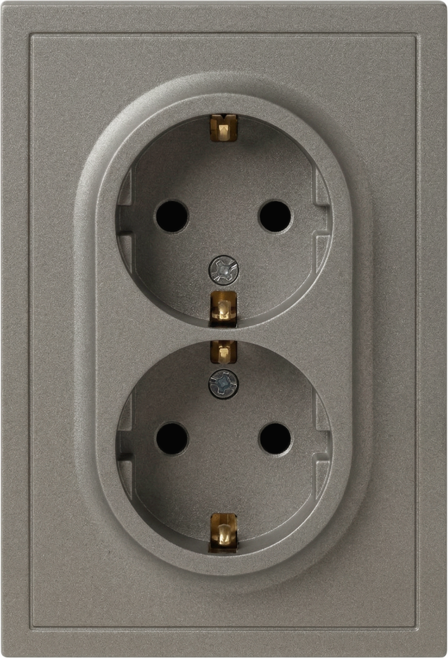 Розетка ЭРА Galaxy 15-2104-07 2X2P+E Schuko 16А-250В IP20 / Б0070689 (титан)