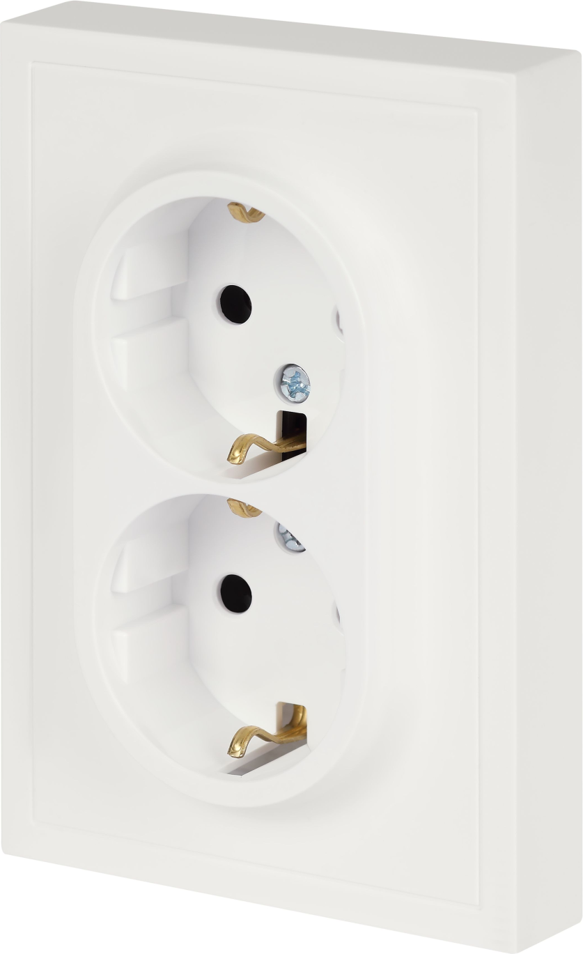 Розетка ЭРА Galaxy 15-2104-08 2X2P+E Schuko 16А-250В IP20 / Б0070691 (белый матовый) — фото 2