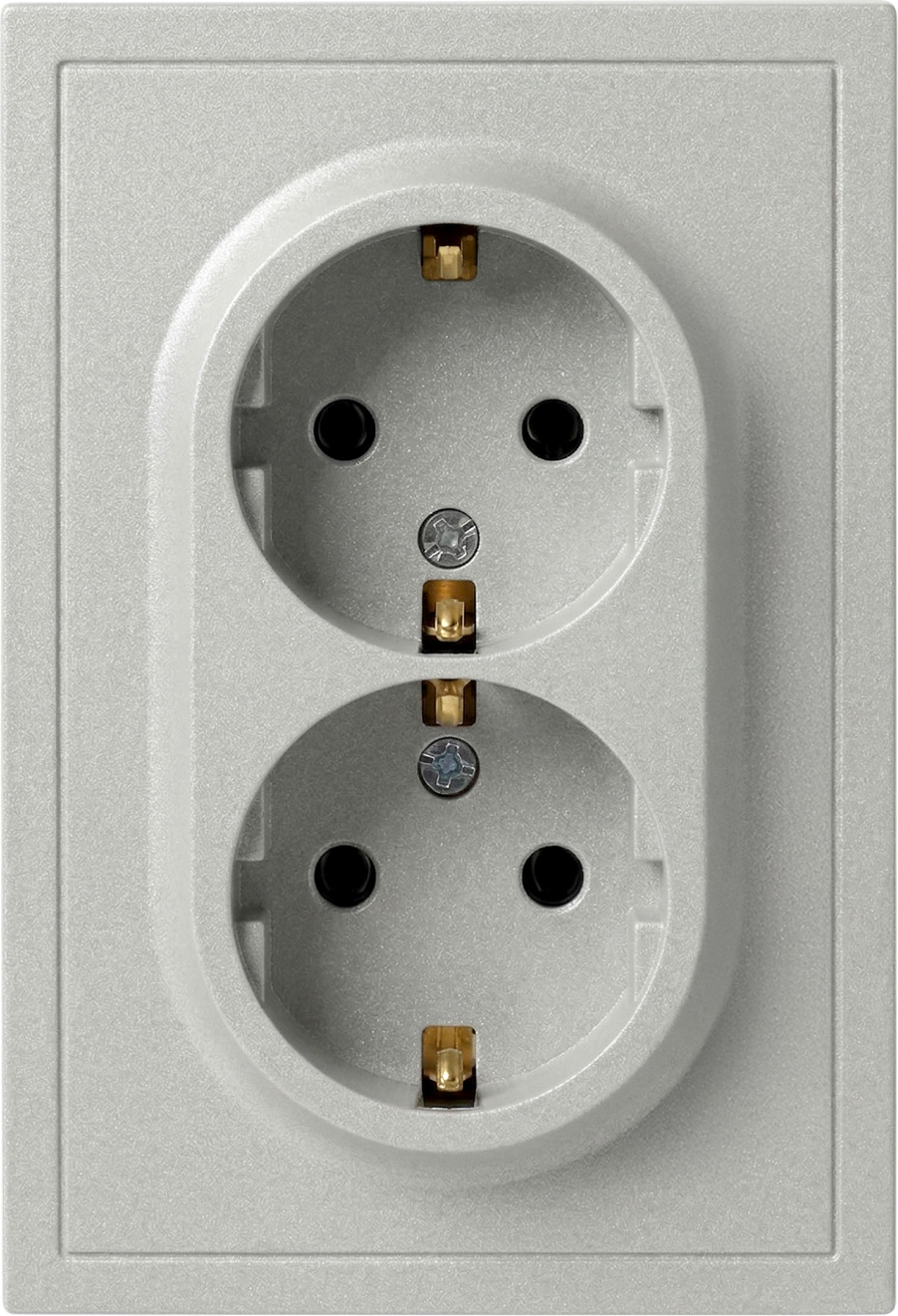 Розетка ЭРА Galaxy 15-2105-03 2X2P+E Schuko IP20 16А-250В / Б0070701 (алюминий)