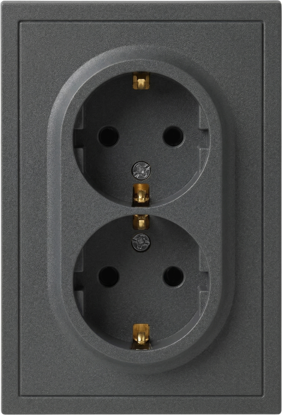 Розетка ЭРА Galaxy 15-2105-06 2X2P+E Schuko IP20 16А-250В / Б0070707 (графит)