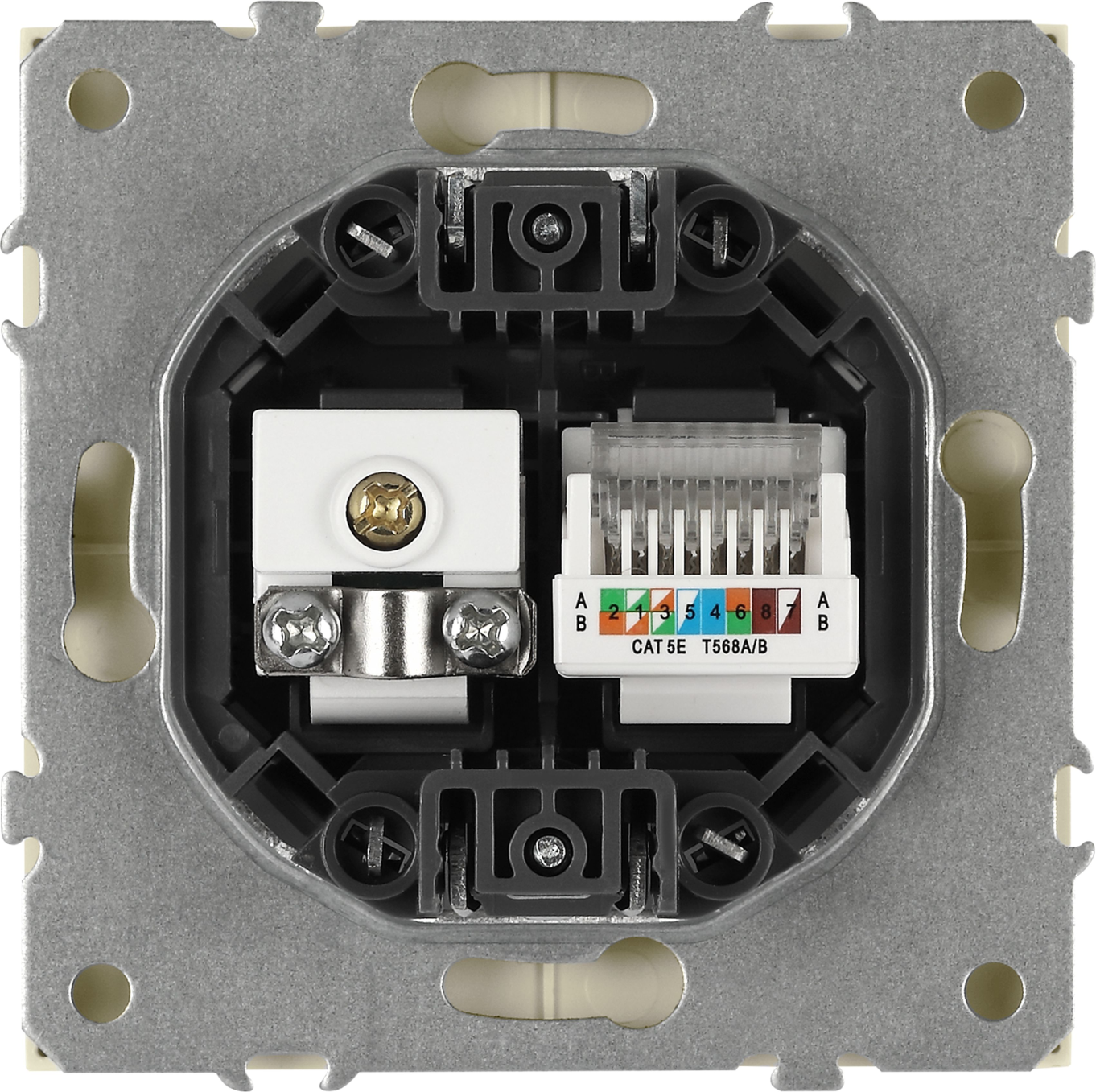 Розетка ЭРА Galaxy 15-3110-02 RJ45+TV IP20 / Б0070778 (слоновая кость) — фото 3
