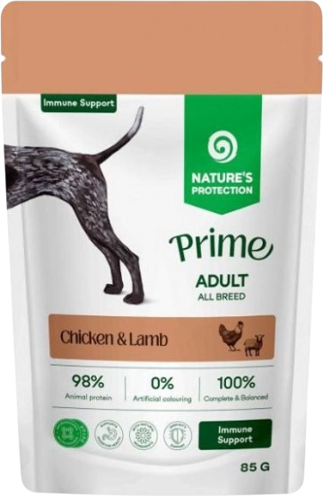 Влажный корм для собак Nature's Protection Prime Immunity Support Кусочки в соусе курица, ягненок (12x85г) — фото 3