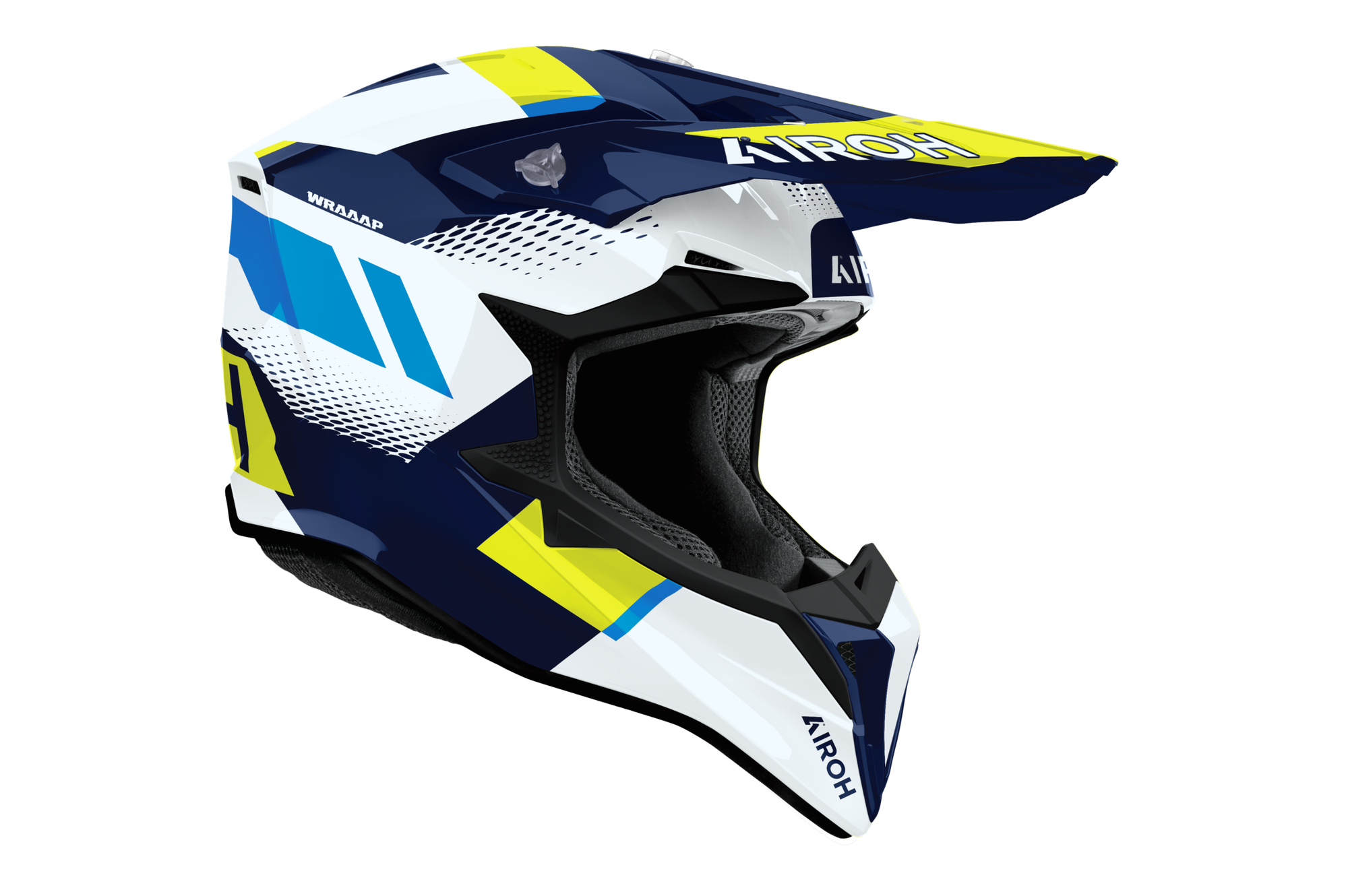 Мотошлем Airoh WRAAAP Vision WRAV31-XXS (XXS, желтый/синий глянец) — фото 2