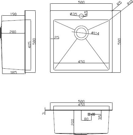 Мойка кухонная Arfeka ECO AR 500x500+CL AR F+DS AR (Satin, с дозатором и коландером) — фото 6