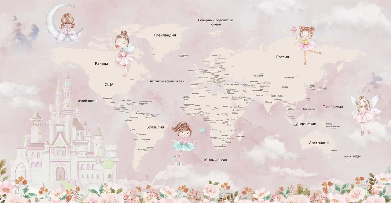 Фотообои листовые Mio Tesoro Детская (карта мира) 490 (500x260) — фото 3