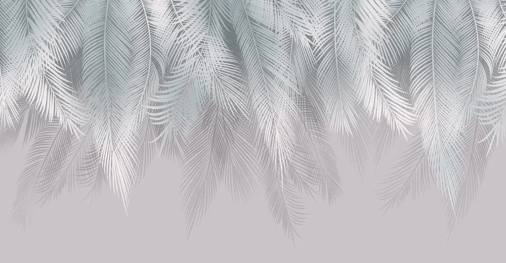 Фотообои листовые Mio Tesoro Пальмовые листья с оттенком бирюза/серый (500x260)