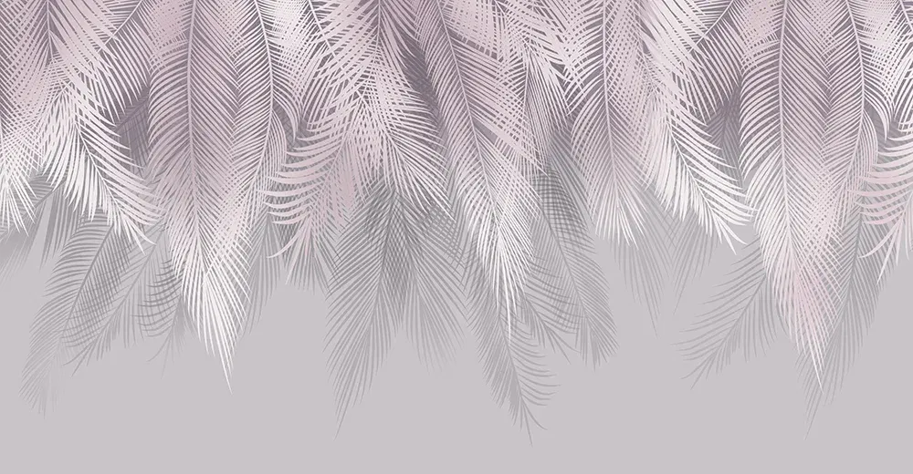 Фотообои листовые Mio Tesoro Пальмовые листья с оттенком пудра/серый (500x260)