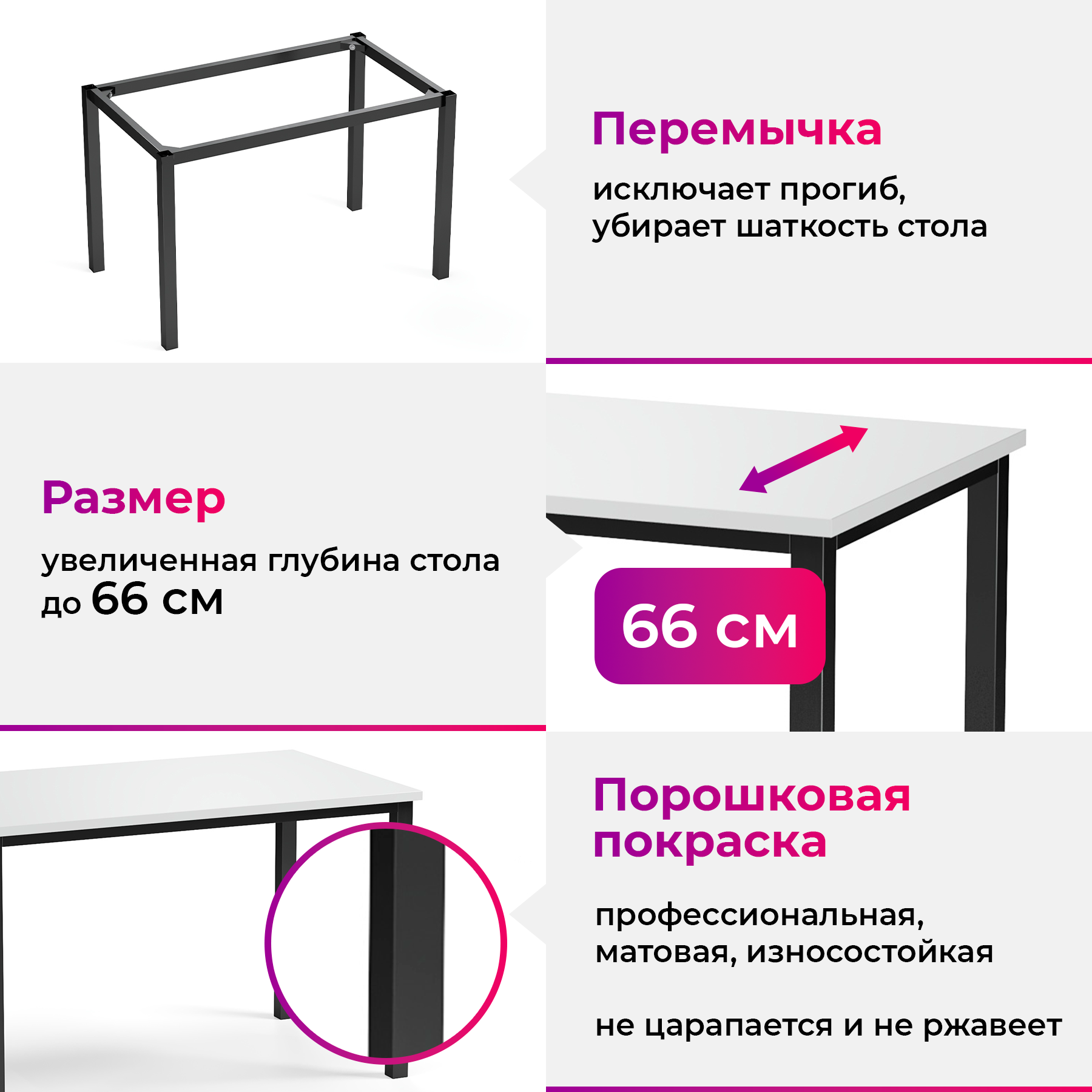 Обеденный стол Soma Paprika 36 120х66 (белый/черный) — фото 5
