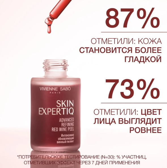 Пилинг для лица Vivienne Sabo Skin Expertiq Интенсивно обновляющий винный (33мл) — фото 3