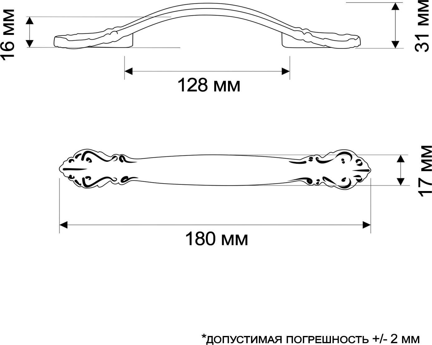 Ручка для мебели Tundra РС201 / 3241579 (белый/золото) — фото 6