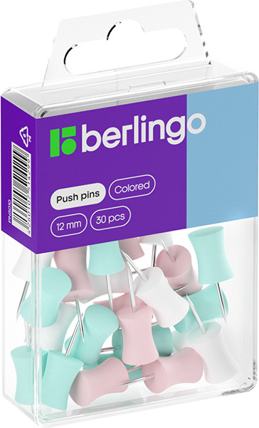 Кнопки канцелярские Berlingo PN5010 (30шт, ассорти)
