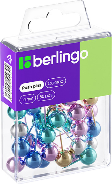 Кнопки канцелярские Berlingo PN5020 (50шт, ассорти)
