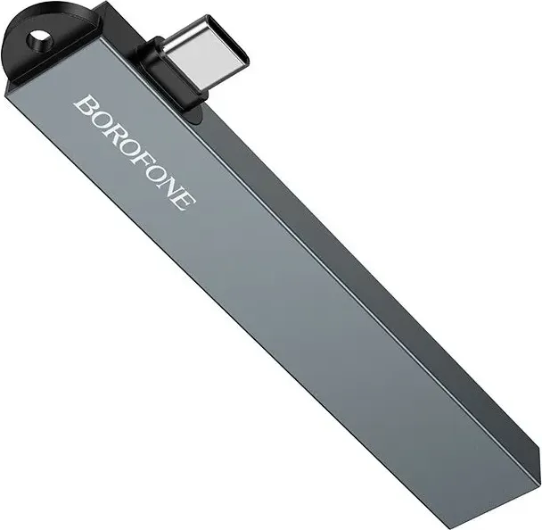 USB-хаб Borofone FH1A 4в1 Type-C - USB2.0x3+USB3.0 (серый) — фото 2